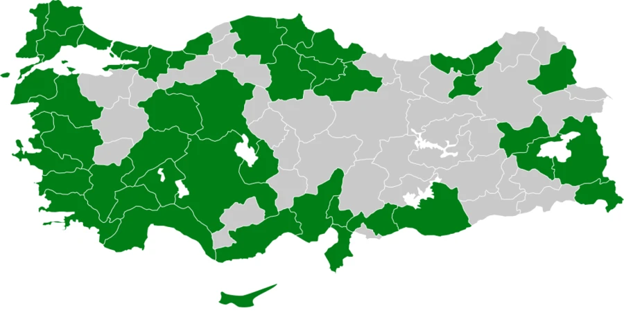 Fiyu Türkiye dağılım haritası