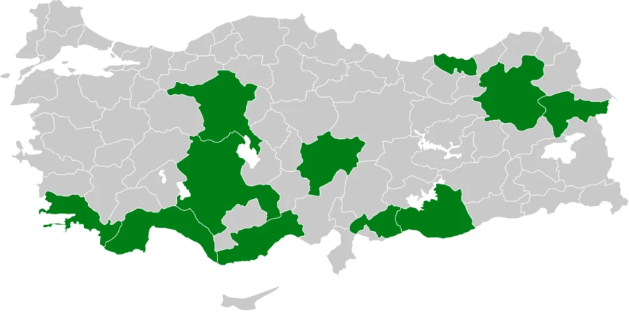 Akkuyruklu Kızkuşu Türkiye dağılım haritası
