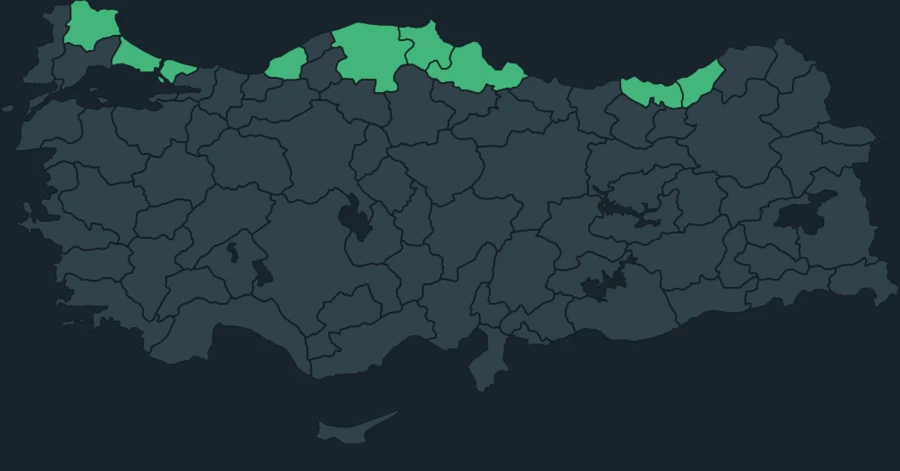 Kuzey gümüş martı Türkiye dağılım haritası