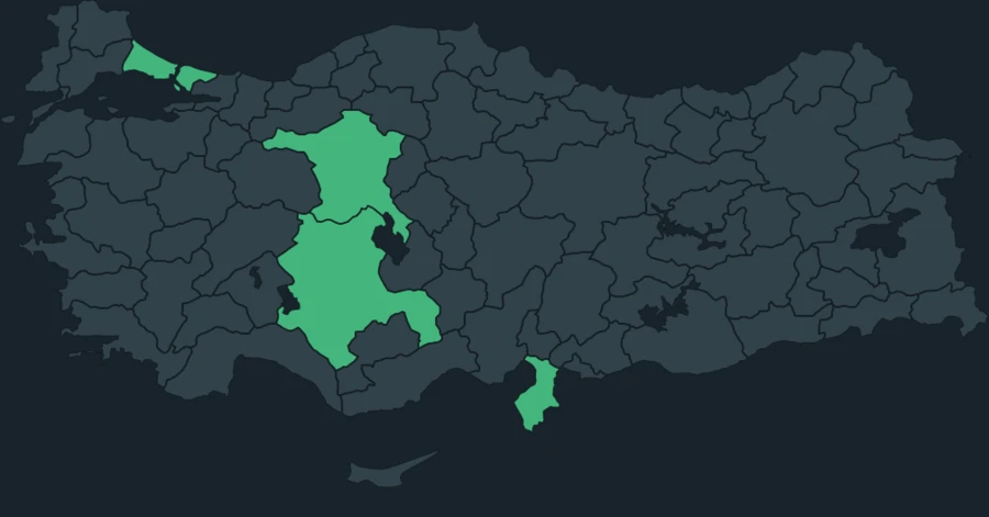 Sibirya incirkuşu Türkiye dağılım haritası