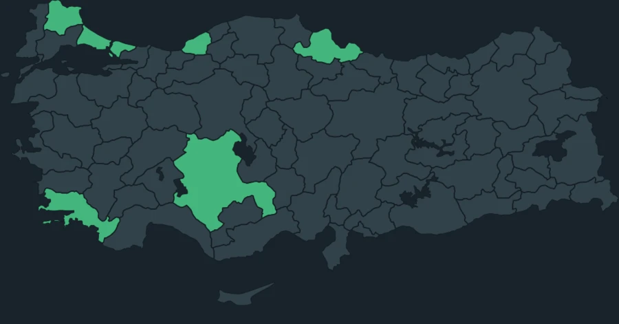 Alaca çinte Türkiye dağılım haritası