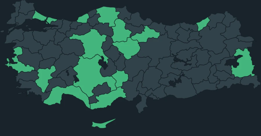 Alaca kuyrukkakan Türkiye dağılım haritası