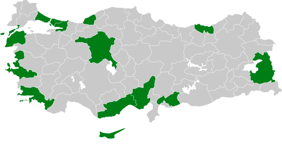 Terek düdükçünü Türkiye dağılım haritası
