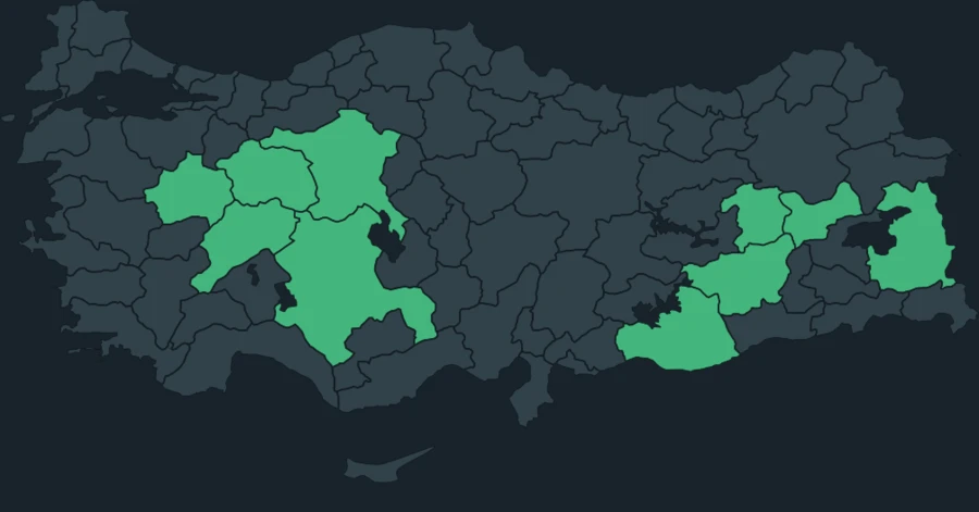 Toy Türkiye dağılım haritası