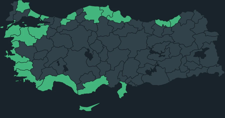 Yelkovan Türkiye dağılım haritası
