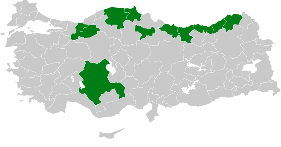 Yeşil çıvgın Türkiye dağılım haritası