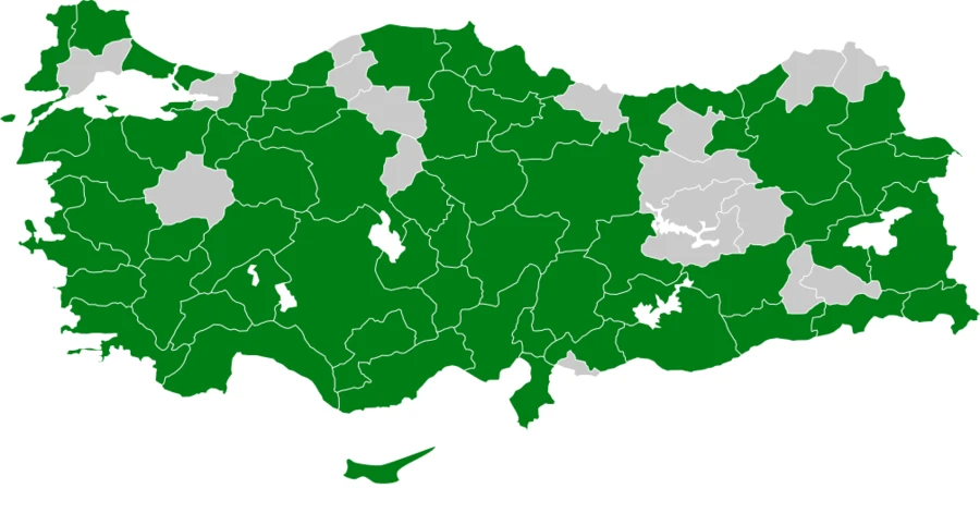 Yeşil düdükçün Türkiye dağılım haritası