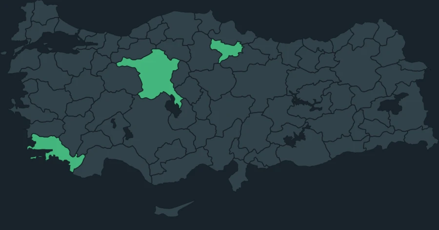Hint kazı Türkiye dağılım haritası